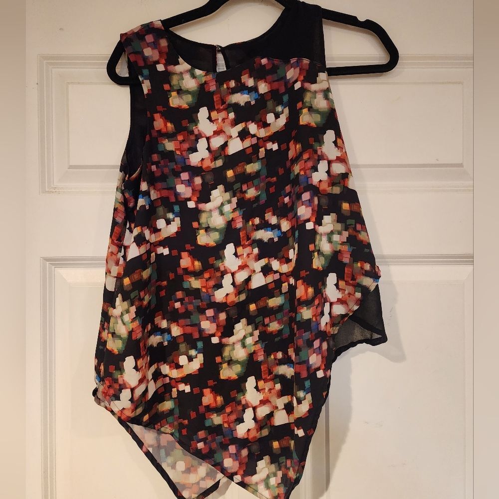 Mossimo Sleeveless Abstract Print Layered Blouse S